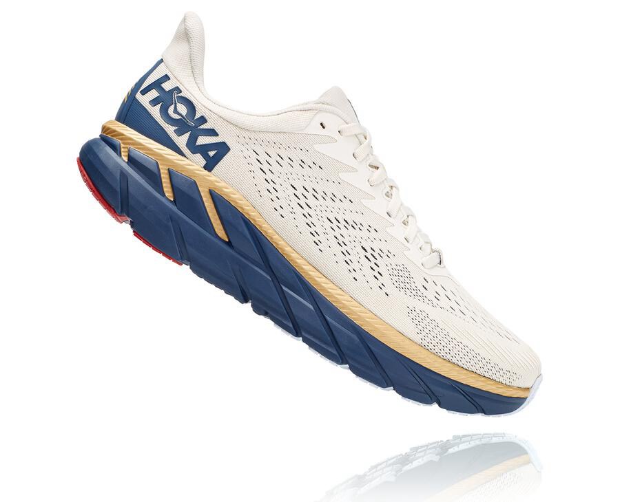 Hoka One One Løbesko Herre - Clifton 7 - Hvide/Blå - 315429OND